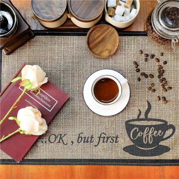 2 Pieces Coffee Bar Mat,Coffee Bar Accessories 20 x14 Inch Coffee Bar Decoration - Picture 2 of 6
